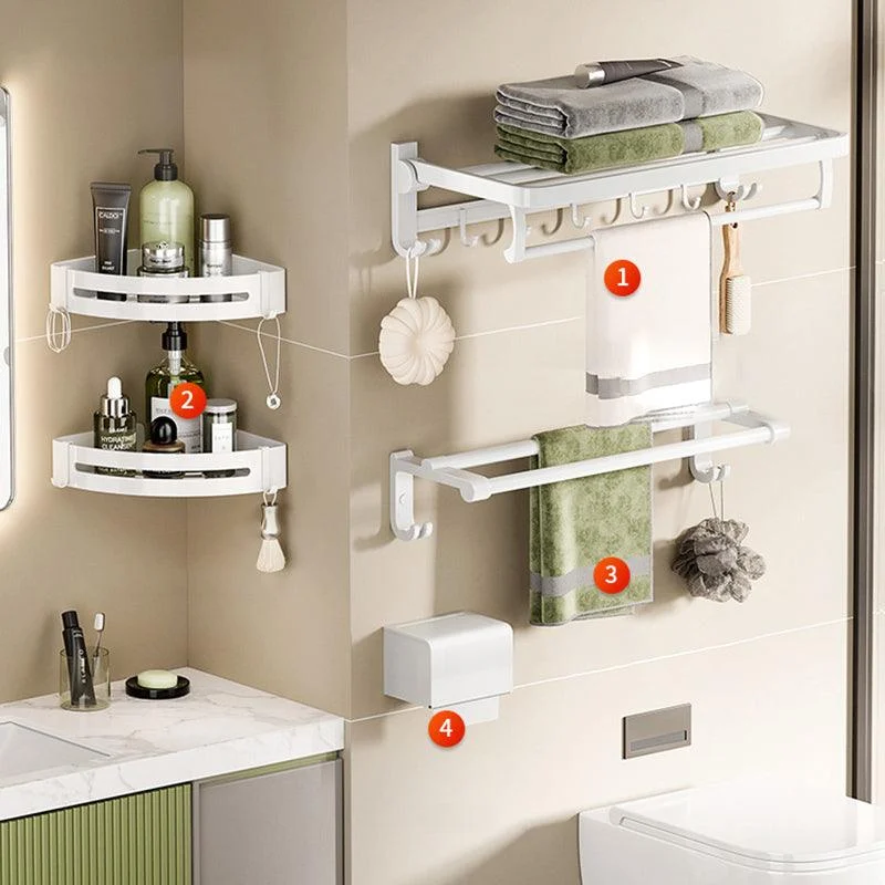 Modern Bathroom Hardware Set Towel Bar White Bath Shelf Bath Hardware Set -Bathlova