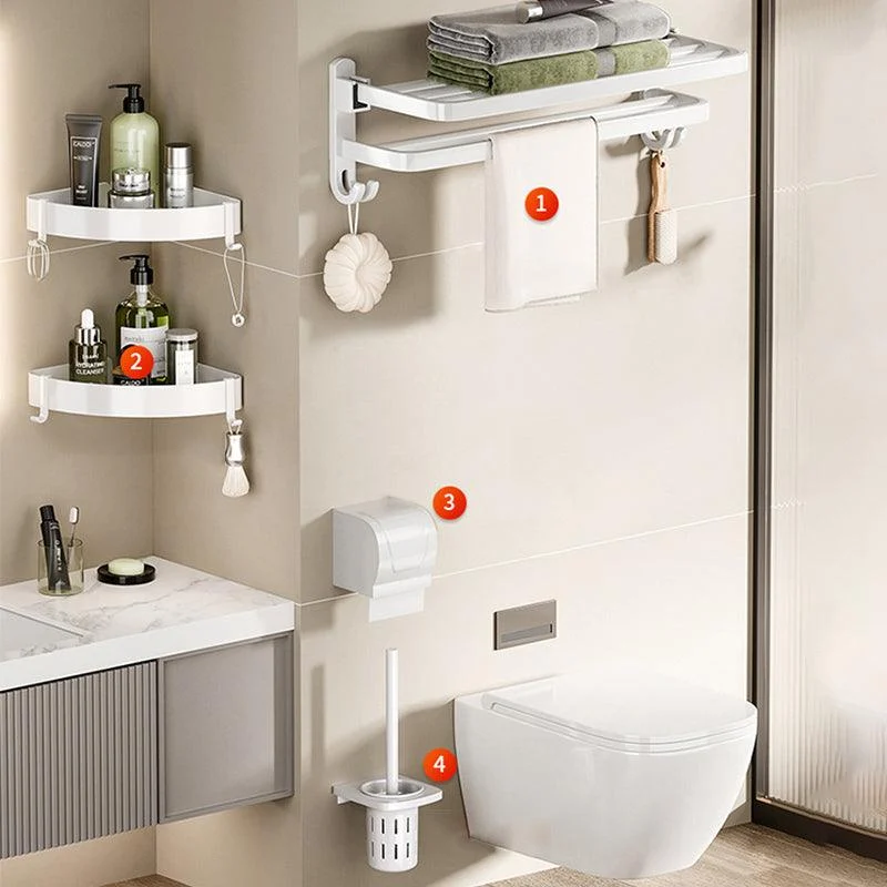 Modern Bathroom Hardware Set Towel Bar White Bath Shelf Bath Hardware Set -Bathlova