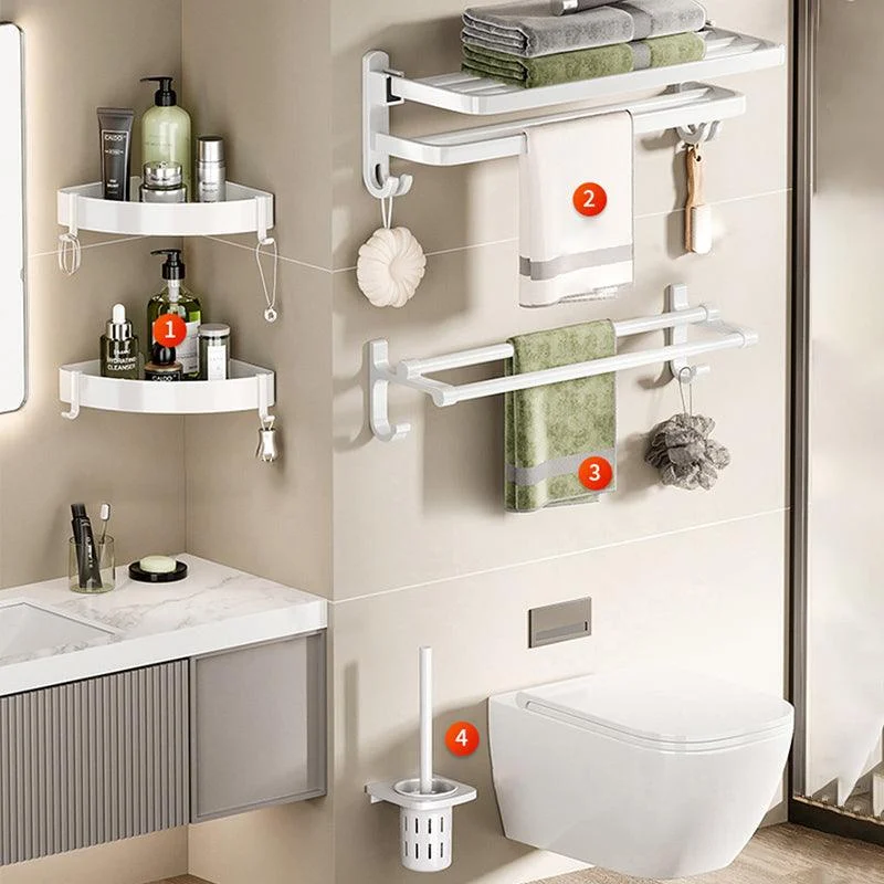 Modern Bathroom Hardware Set Towel Bar White Bath Shelf Bath Hardware Set -Bathlova