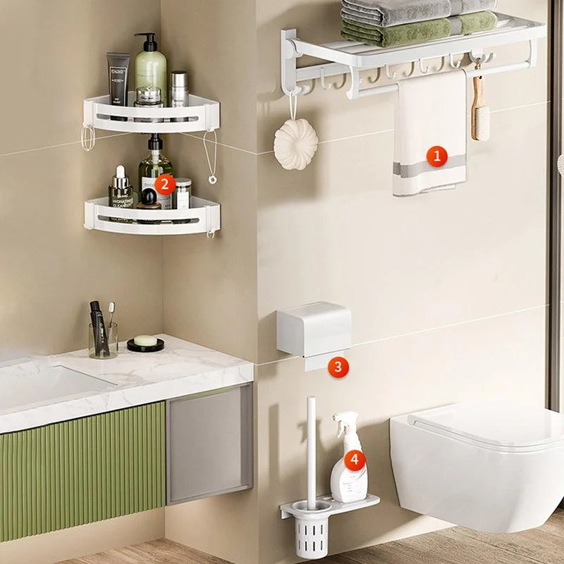 Modern Bathroom Hardware Set Towel Bar White Bath Shelf Bath Hardware Set -Bathlova