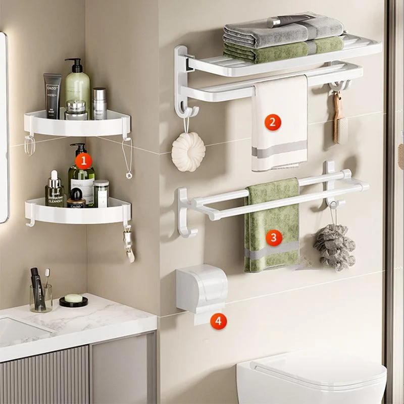 Modern Bathroom Hardware Set Towel Bar White Bath Shelf Bath Hardware Set -Bathlova