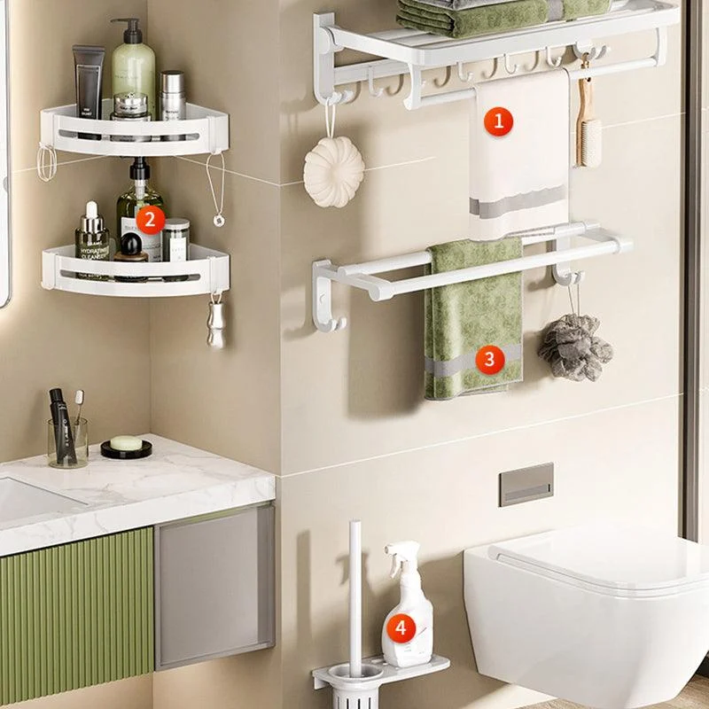 Modern Bathroom Hardware Set Towel Bar White Bath Shelf Bath Hardware Set -Bathlova