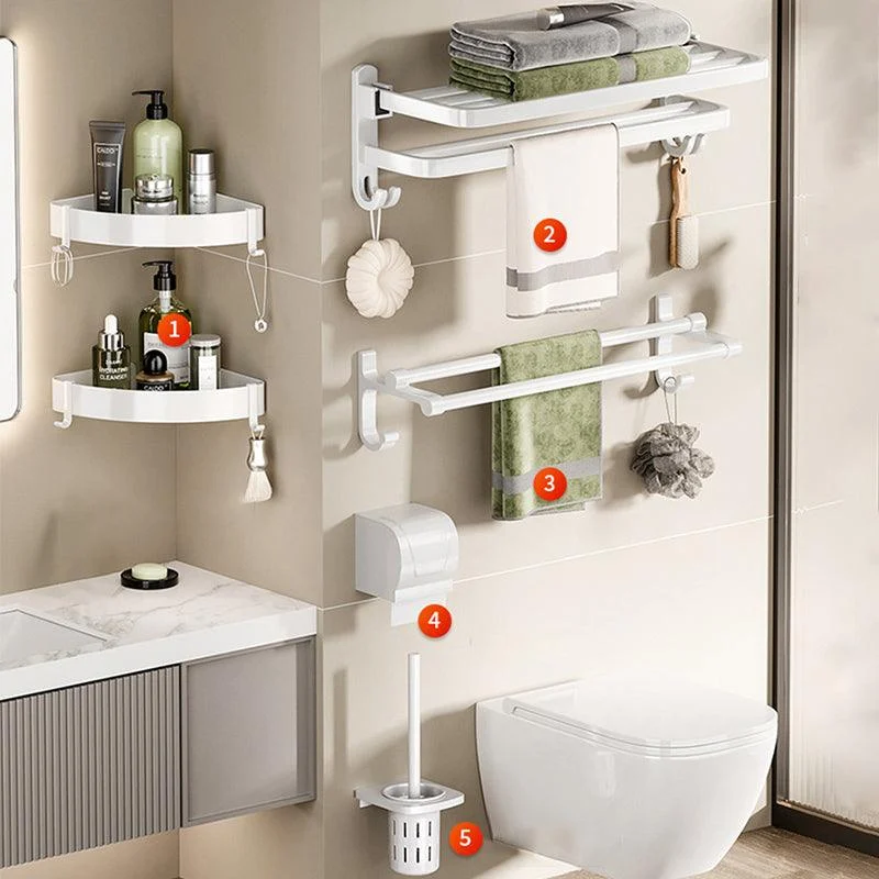 Modern Bathroom Hardware Set Towel Bar White Bath Shelf Bath Hardware Set -Bathlova