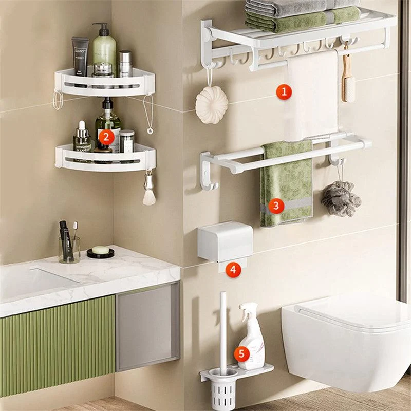 Modern Bathroom Hardware Set Towel Bar White Bath Shelf Bath Hardware Set -Bathlova