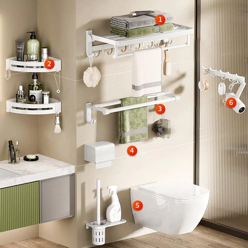 Modern Bathroom Hardware Set Towel Bar White Bath Shelf Bath Hardware Set -Bathlova