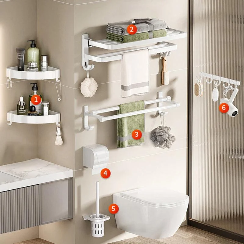 Modern Bathroom Hardware Set Towel Bar White Bath Shelf Bath Hardware Set -Bathlova