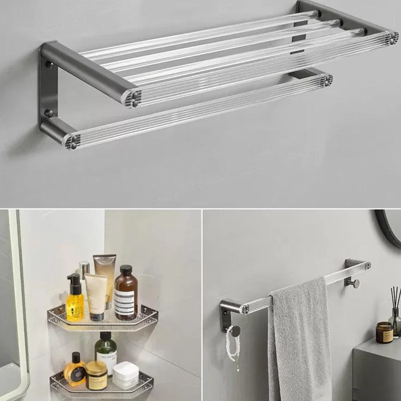 Modern Bathroom Set Grey Towel Bar Bath Shelf Bathroom Accessory Kit -Bathlova