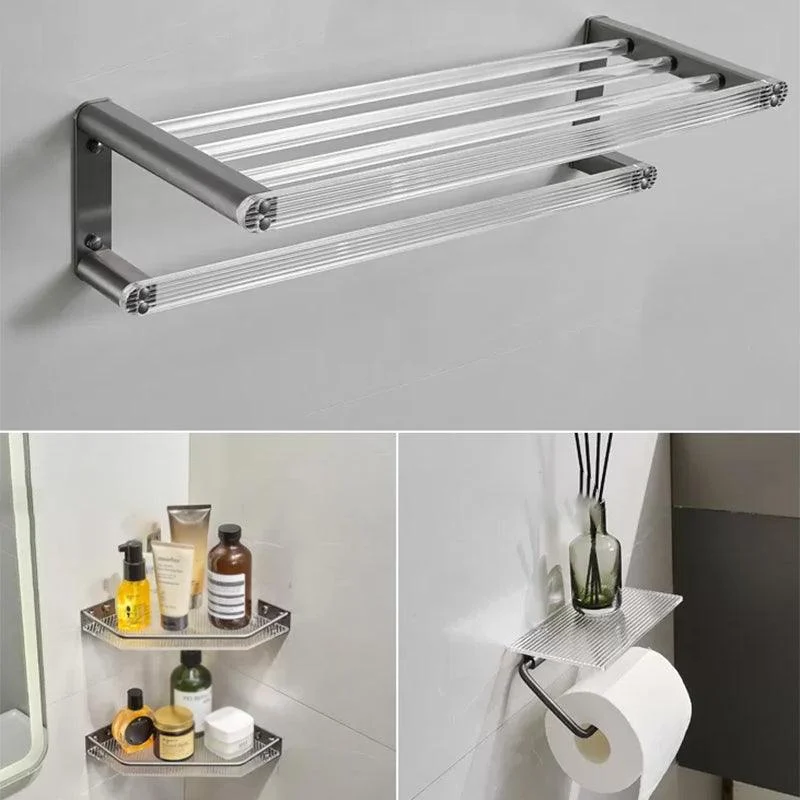 Modern Bathroom Set Grey Towel Bar Bath Shelf Bathroom Accessory Kit -Bathlova