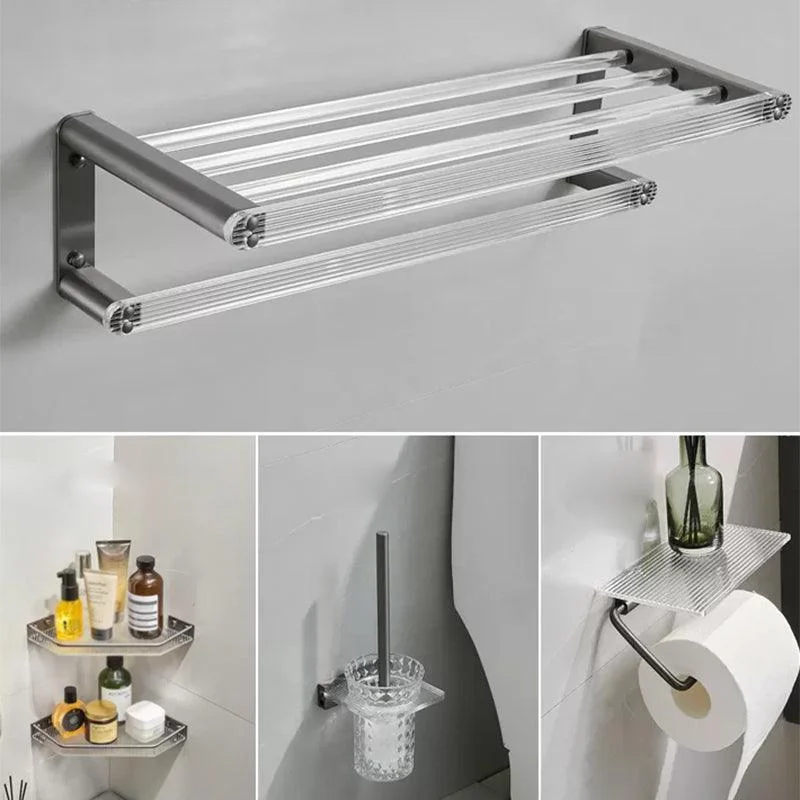 Modern Bathroom Set Grey Towel Bar Bath Shelf Bathroom Accessory Kit -Bathlova