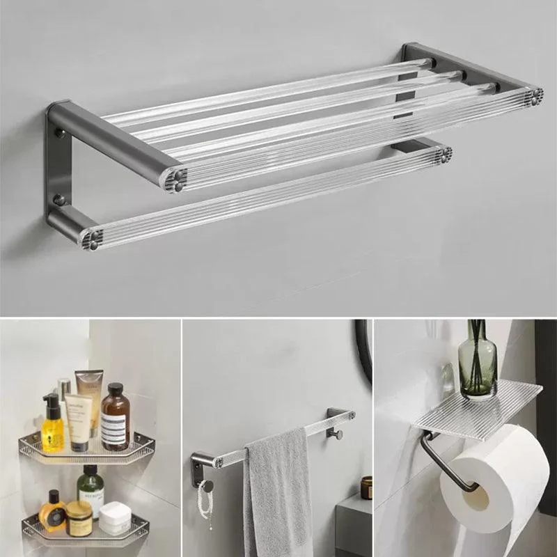 Modern Bathroom Set Grey Towel Bar Bath Shelf Bathroom Accessory Kit -Bathlova