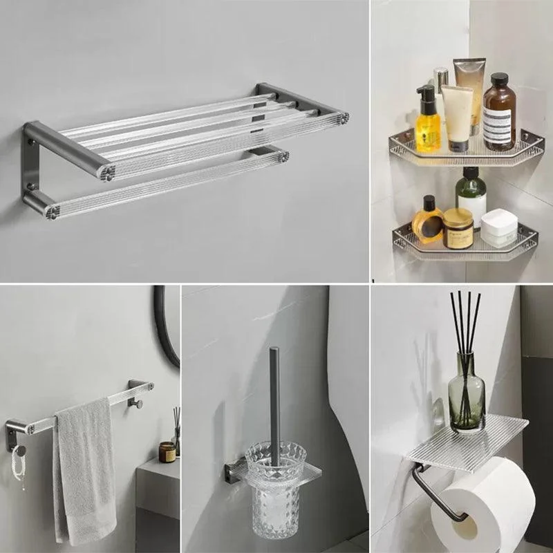 Modern Bathroom Set Grey Towel Bar Bath Shelf Bathroom Accessory Kit -Bathlova