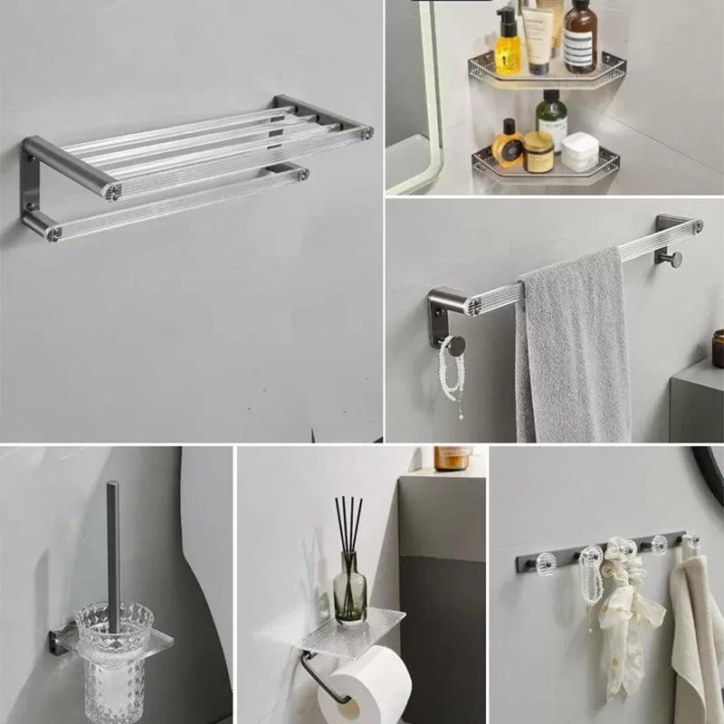 Modern Bathroom Set Grey Towel Bar Bath Shelf Bathroom Accessory Kit -Bathlova