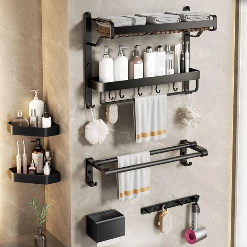 Modern Bathroom Set Matte Black Bath Shelf Towel Bar Bathroom Accessory Kit -Bathlova