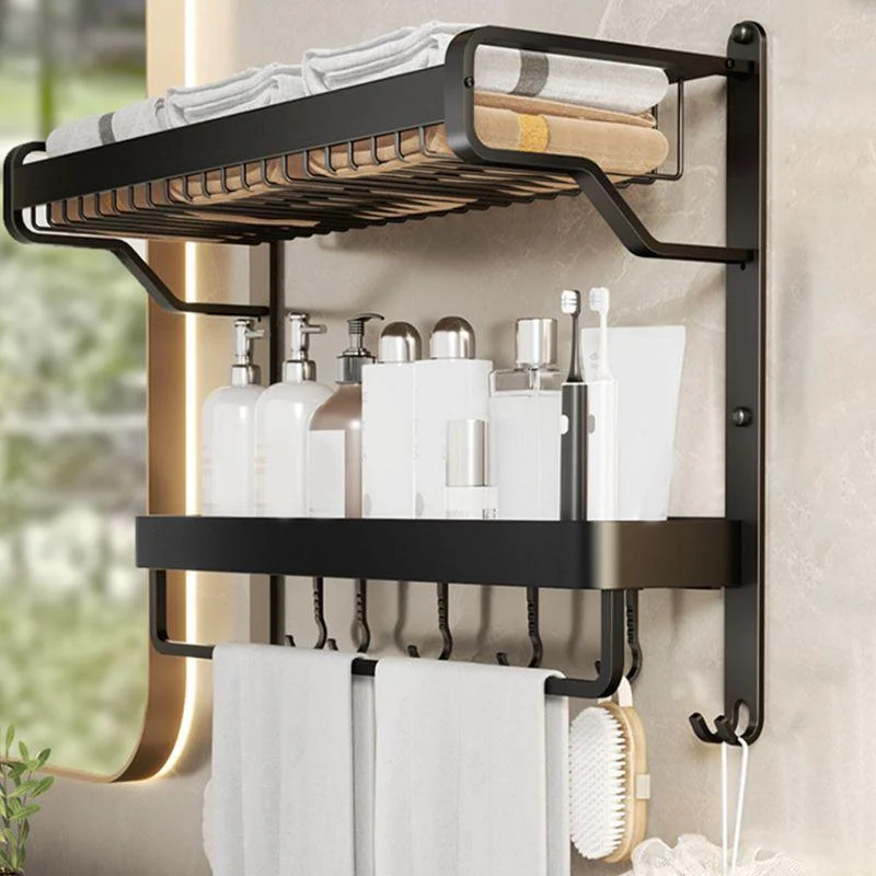 Modern Bathroom Set Matte Black Bath Shelf Towel Bar Bathroom Accessory Kit -Bathlova