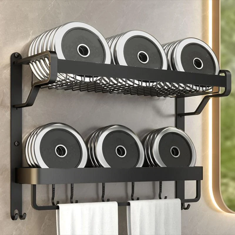 Modern Bathroom Set Matte Black Bath Shelf Towel Bar Bathroom Accessory Kit -Bathlova