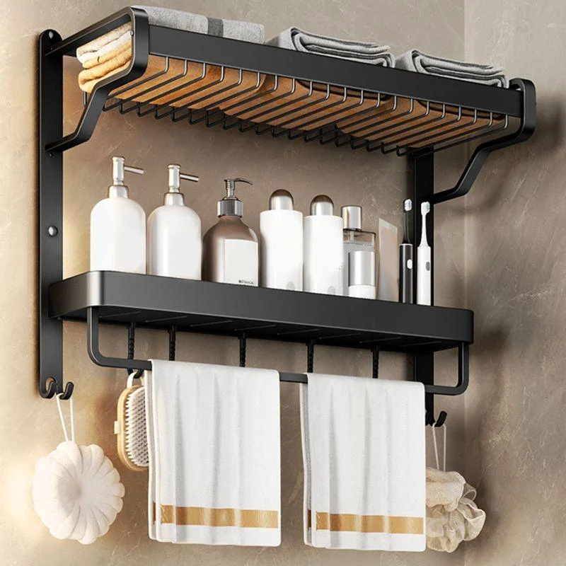 Modern Bathroom Set Matte Black Bath Shelf Towel Bar Bathroom Accessory Kit -Bathlova