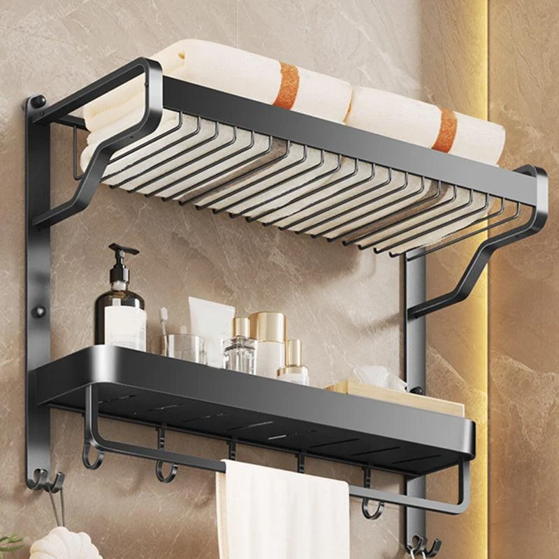 Modern Bathroom Set Matte Black Bath Shelf Towel Bar Bathroom Accessory Kit -Bathlova