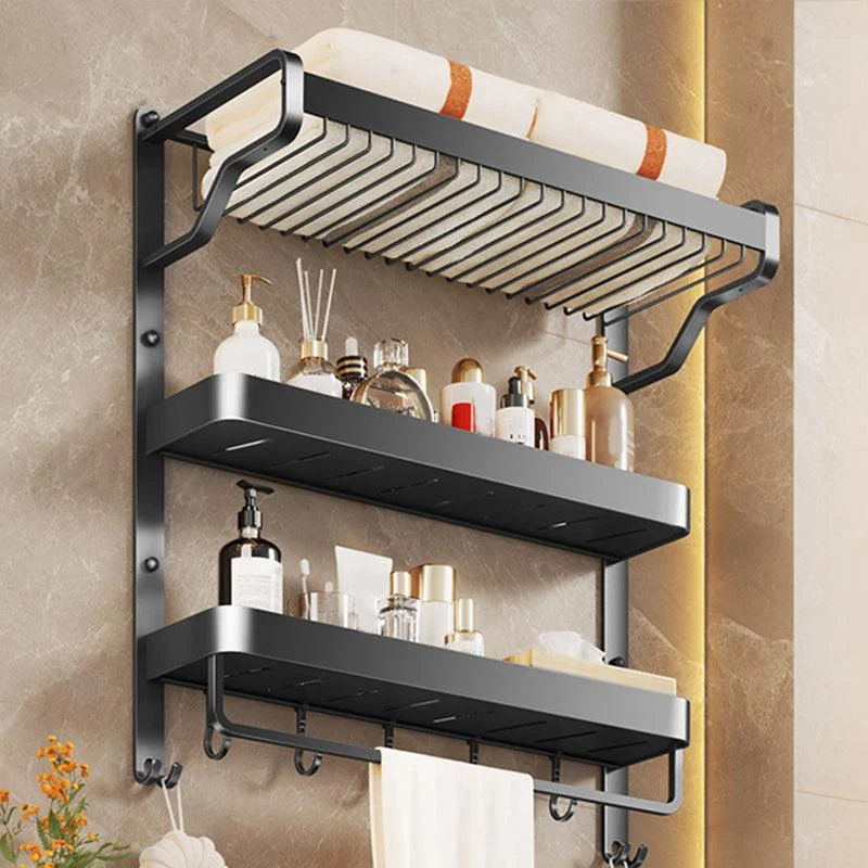 Modern Bathroom Set Matte Black Bath Shelf Towel Bar Bathroom Accessory Kit -Bathlova