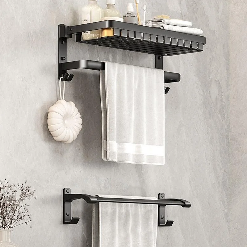 Modern Bathroom Set Matte Black Bath Shelf Towel Bar Bathroom Accessory Kit -Bathlova