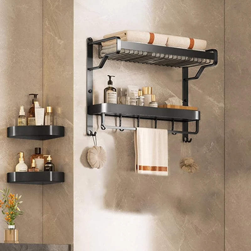 Modern Bathroom Set Matte Black Bath Shelf Towel Bar Bathroom Accessory Kit -Bathlova