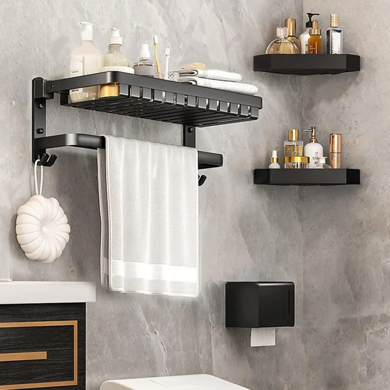 Modern Bathroom Set Matte Black Bath Shelf Towel Bar Bathroom Accessory Kit -Bathlova