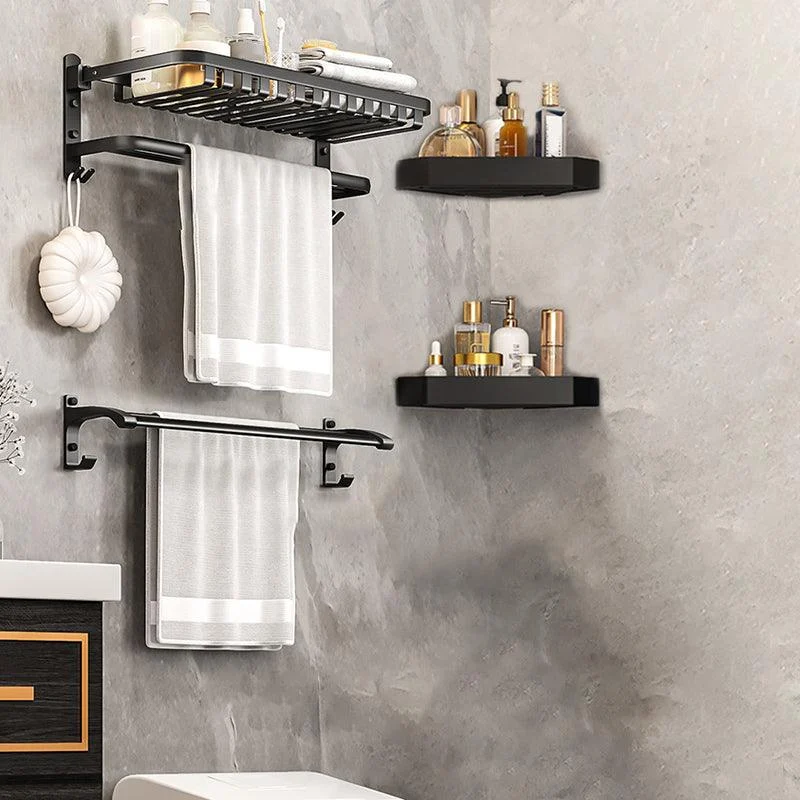 Modern Bathroom Set Matte Black Bath Shelf Towel Bar Bathroom Accessory Kit -Bathlova