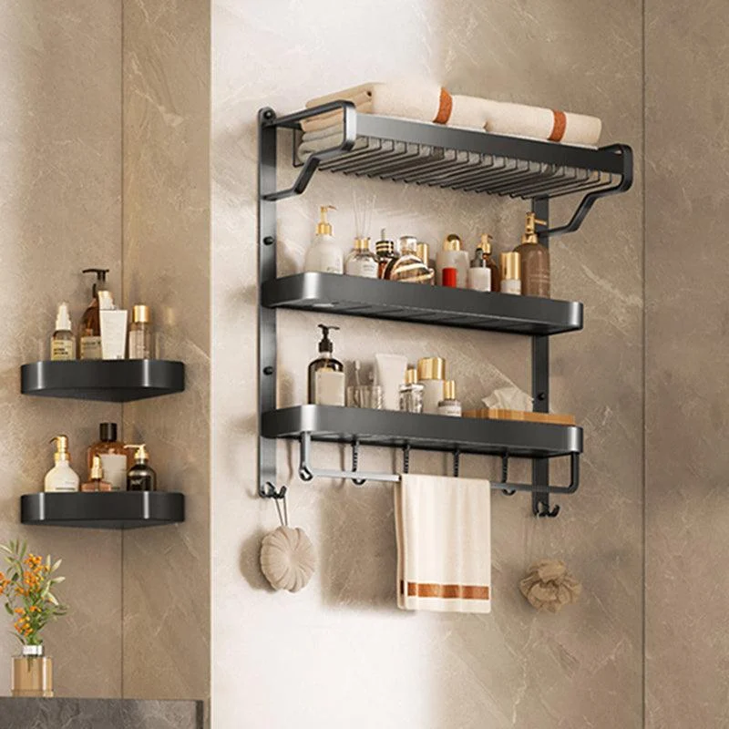 Modern Bathroom Set Matte Black Bath Shelf Towel Bar Bathroom Accessory Kit -Bathlova