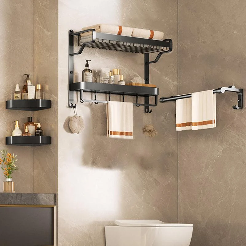 Modern Bathroom Set Matte Black Bath Shelf Towel Bar Bathroom Accessory Kit -Bathlova