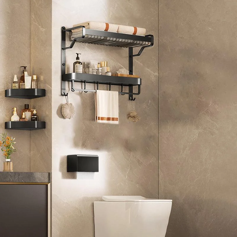 Modern Bathroom Set Matte Black Bath Shelf Towel Bar Bathroom Accessory Kit -Bathlova