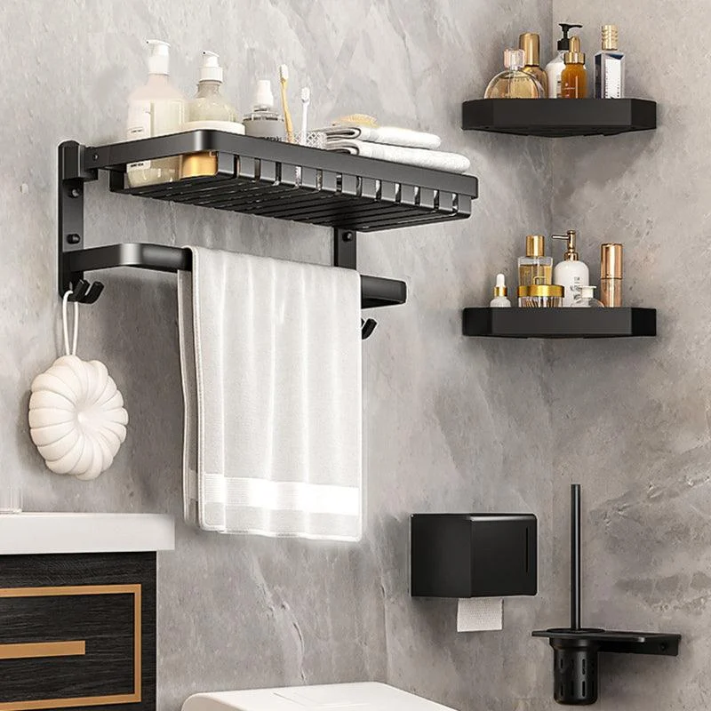 Modern Bathroom Set Matte Black Bath Shelf Towel Bar Bathroom Accessory Kit -Bathlova