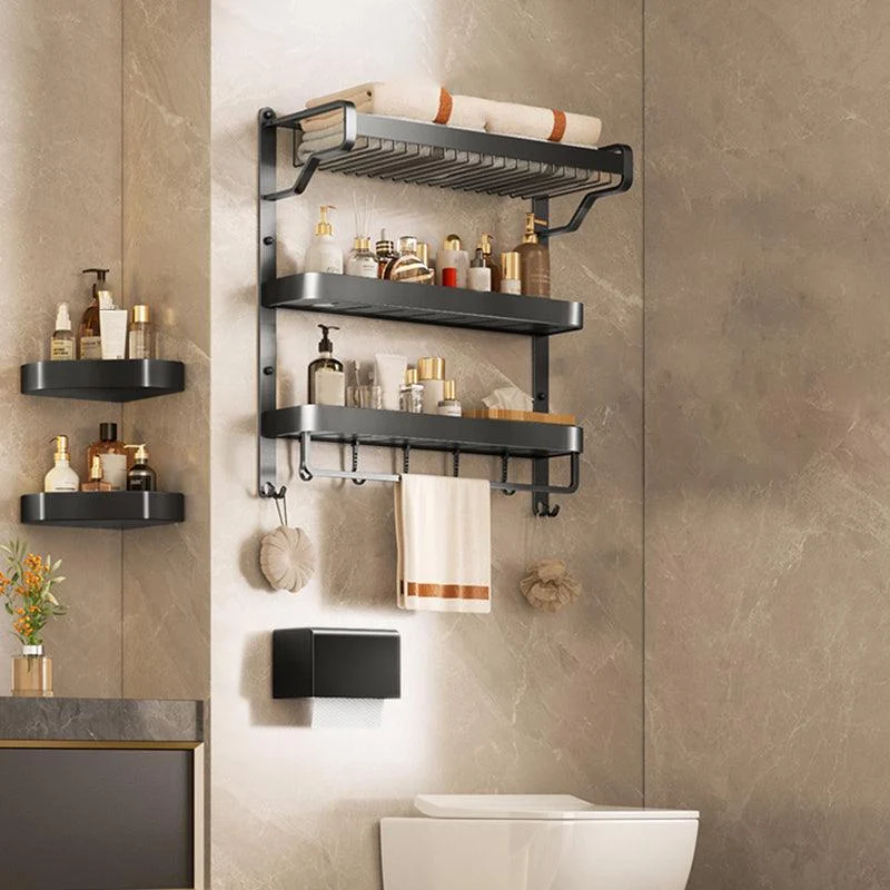 Modern Bathroom Set Matte Black Bath Shelf Towel Bar Bathroom Accessory Kit -Bathlova