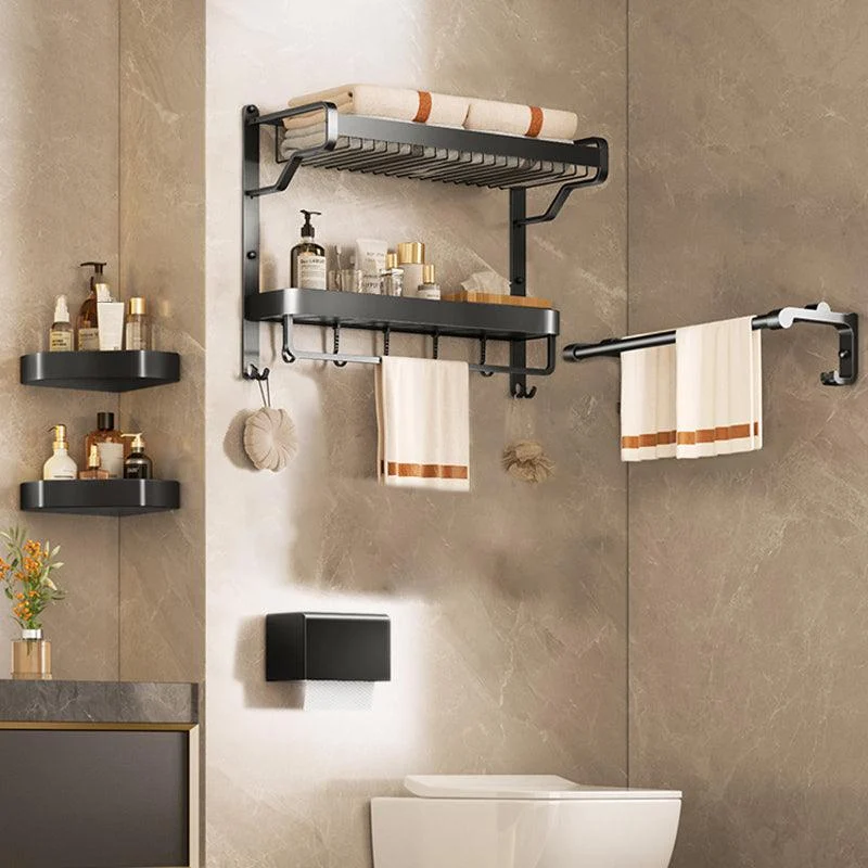 Modern Bathroom Set Matte Black Bath Shelf Towel Bar Bathroom Accessory Kit -Bathlova