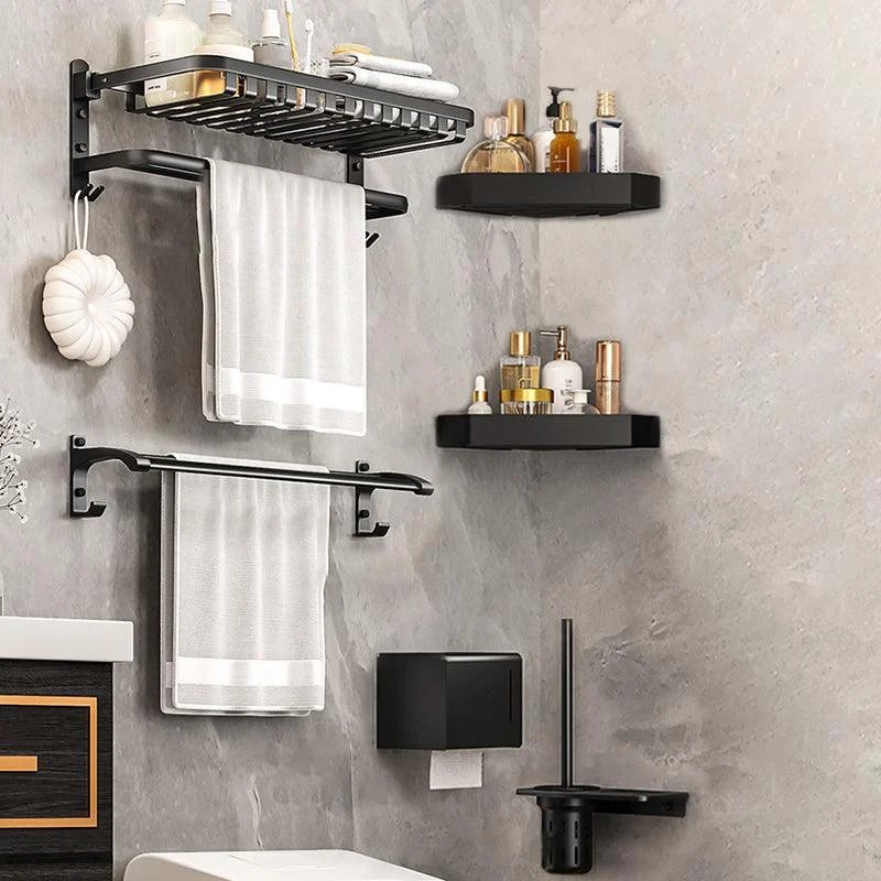 Modern Bathroom Set Matte Black Bath Shelf Towel Bar Bathroom Accessory Kit -Bathlova