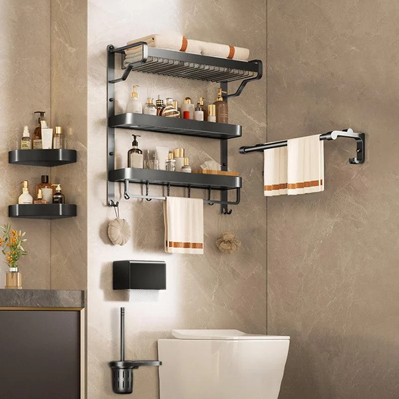 Modern Bathroom Set Matte Black Bath Shelf Towel Bar Bathroom Accessory Kit -Bathlova