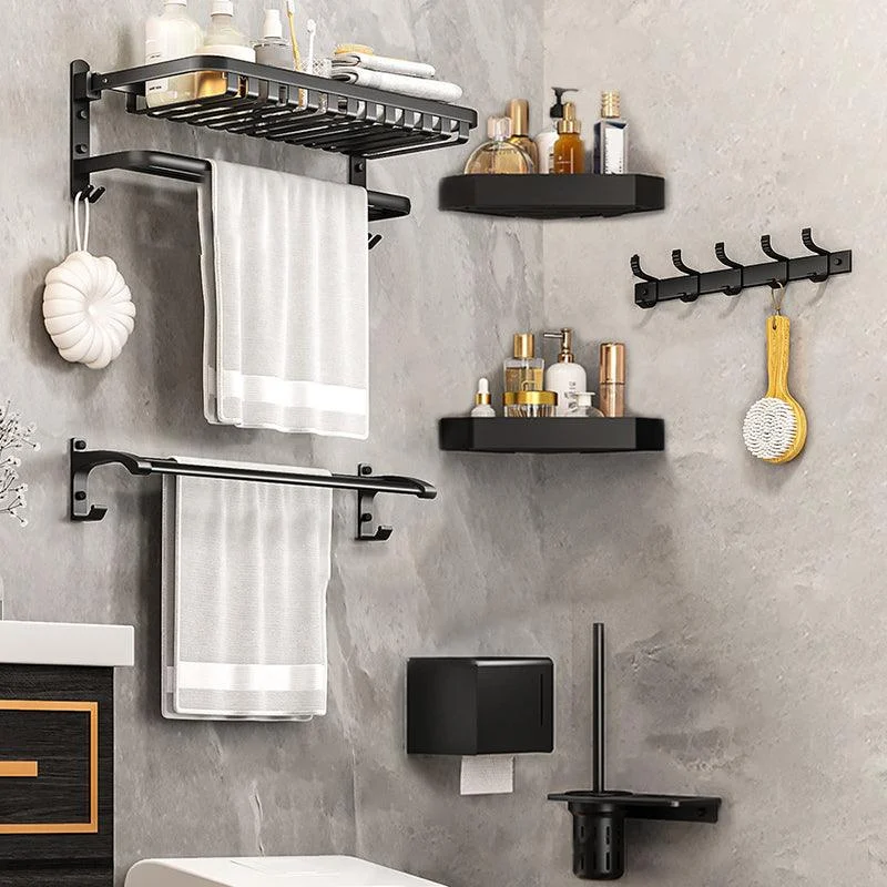 Modern Bathroom Set Matte Black Bath Shelf Towel Bar Bathroom Accessory Kit -Bathlova