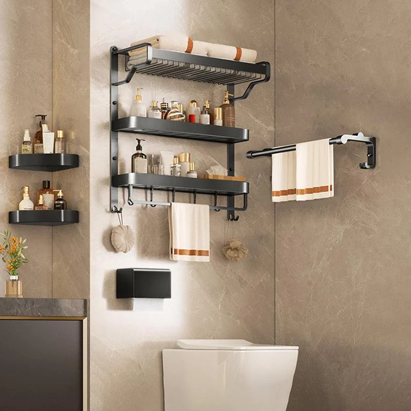 Modern Bathroom Set Matte Black Bath Shelf Towel Bar Bathroom Accessory Kit -Bathlova