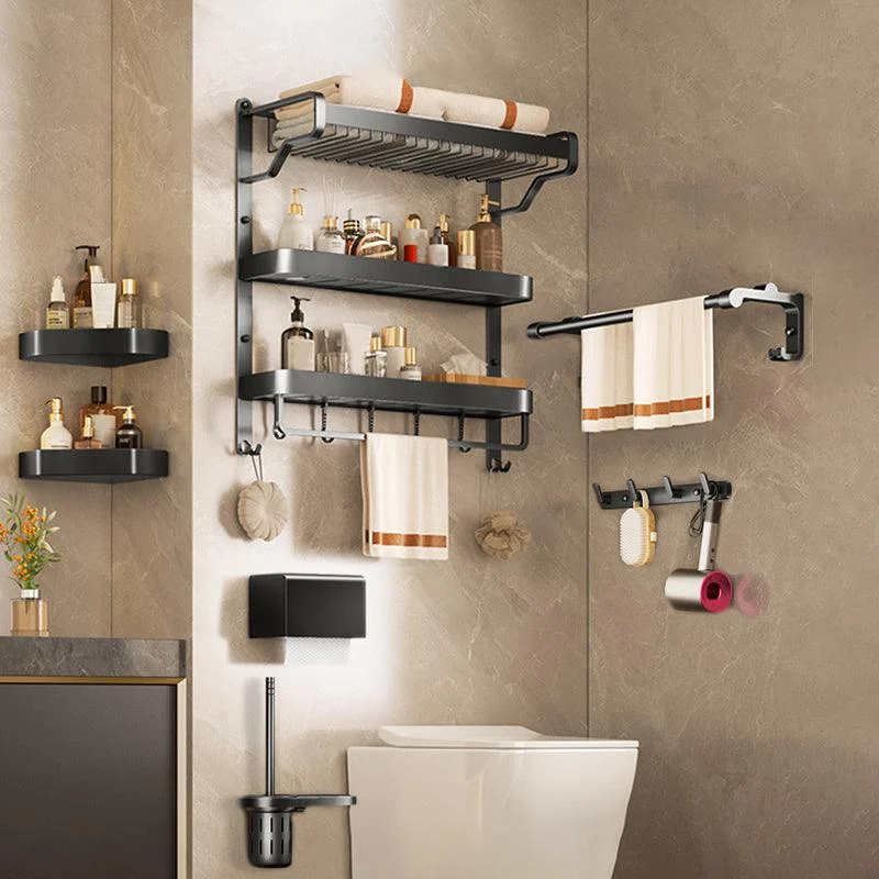 Modern Bathroom Set Matte Black Bath Shelf Towel Bar Bathroom Accessory Kit -Bathlova