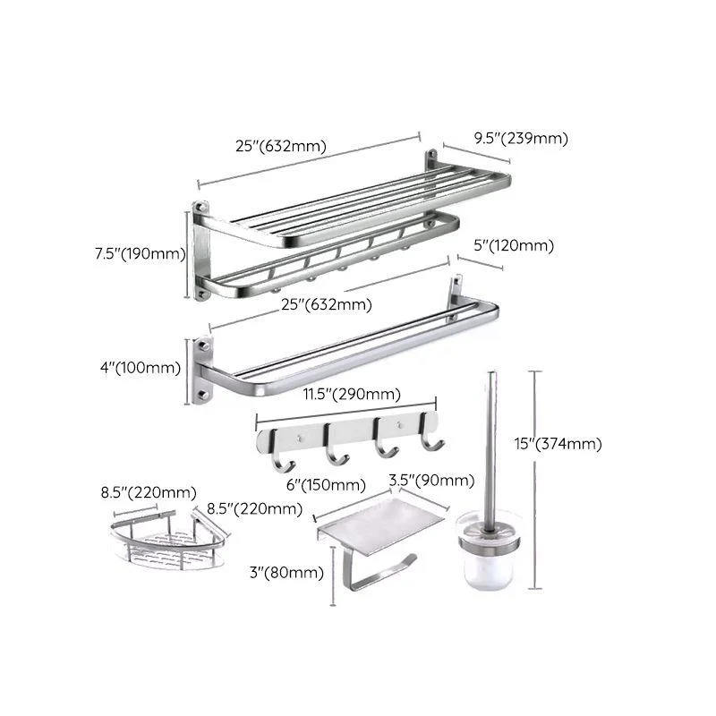 Modern Bathroom Set Paper Holder Bath Shelf Stainless Steel Bathroom Accessory Kit -Bathlova