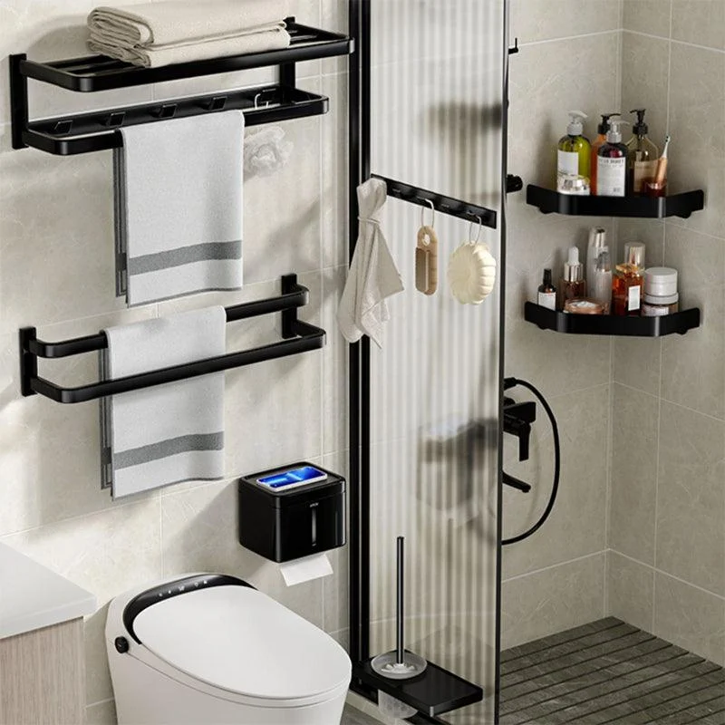 Modern Bathroom Set Towel Bar Paper Holder Black Bathroom Accessory Kit -Bathlova