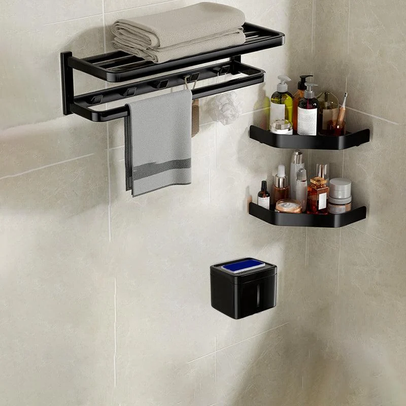 Modern Bathroom Set Towel Bar Paper Holder Black Bathroom Accessory Kit -Bathlova