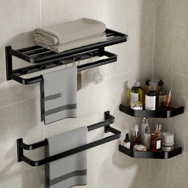 Modern Bathroom Set Towel Bar Paper Holder Black Bathroom Accessory Kit -Bathlova