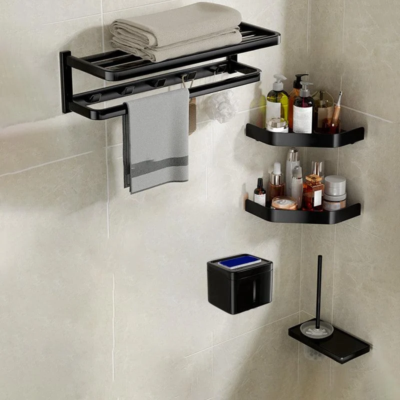 Modern Bathroom Set Towel Bar Paper Holder Black Bathroom Accessory Kit -Bathlova