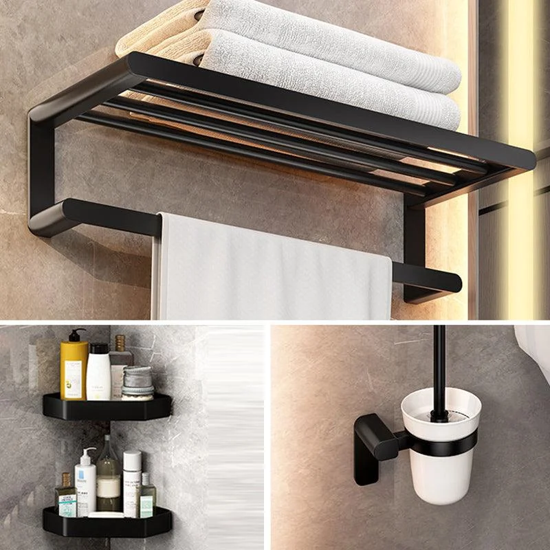 Modern Bathroom Set with Bath Shelf/Towel Bar & Paper Holder Black Bathroom Hardware -Bathlova