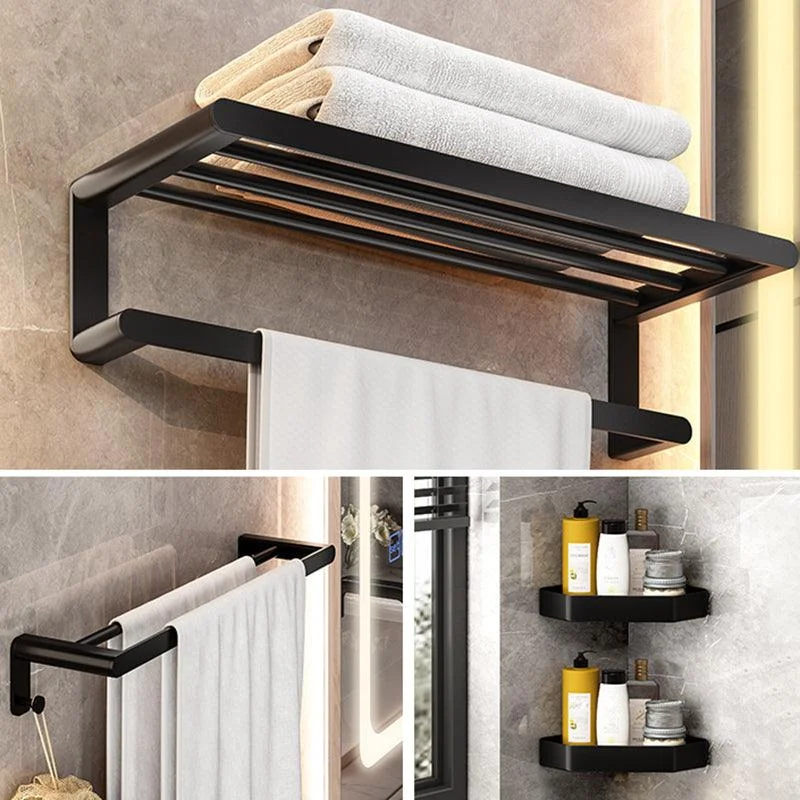 Modern Bathroom Set with Bath Shelf/Towel Bar & Paper Holder Black Bathroom Hardware -Bathlova