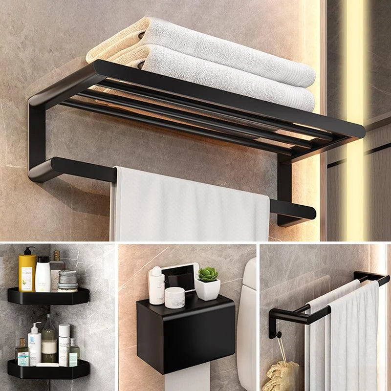 Modern Bathroom Set with Bath Shelf/Towel Bar & Paper Holder Black Bathroom Hardware -Bathlova