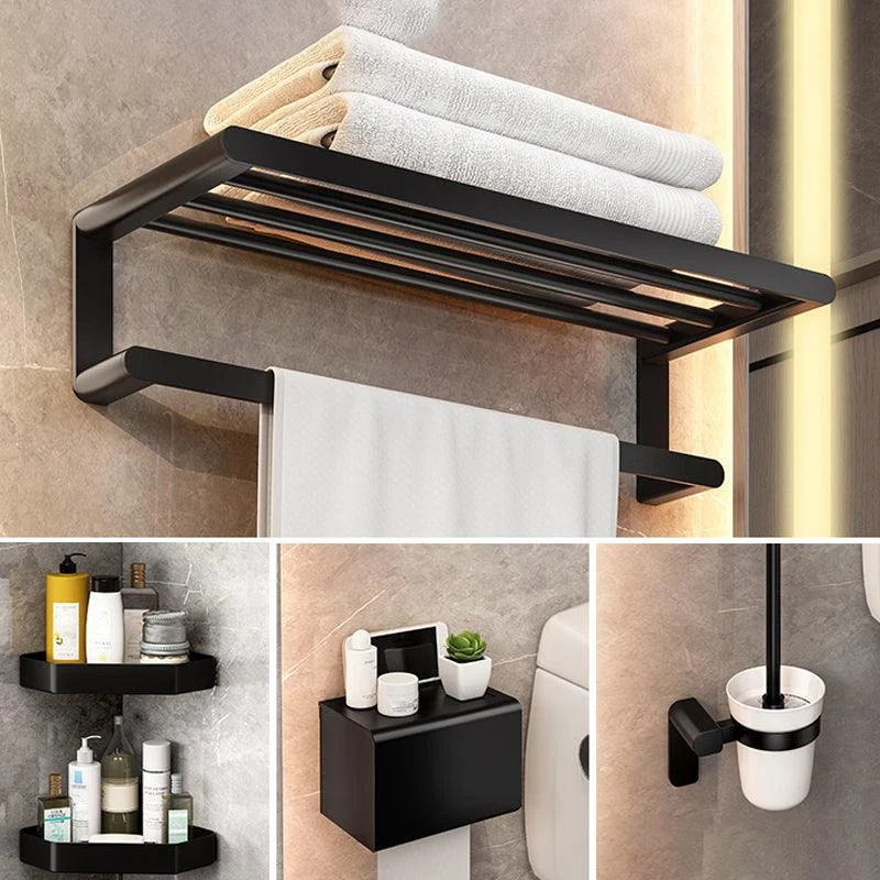 Modern Bathroom Set with Bath Shelf/Towel Bar & Paper Holder Black Bathroom Hardware -Bathlova