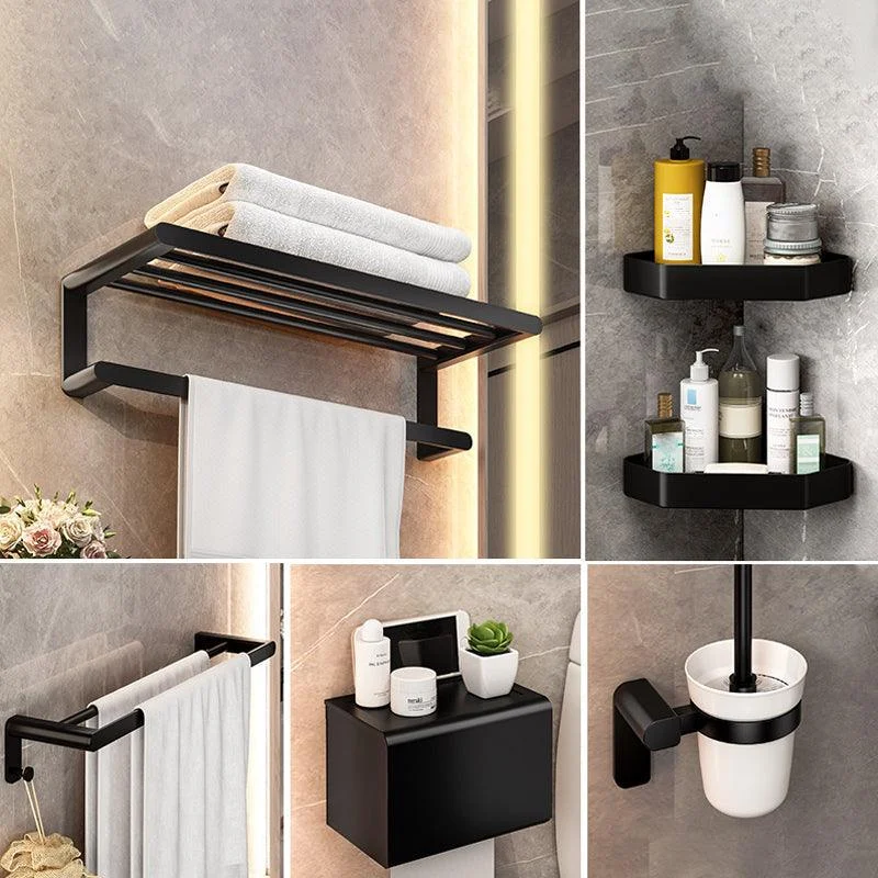 Modern Bathroom Set with Bath Shelf/Towel Bar & Paper Holder Black Bathroom Hardware -Bathlova