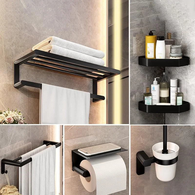 Modern Bathroom Set with Bath Shelf/Towel Bar & Paper Holder Black Bathroom Hardware -Bathlova