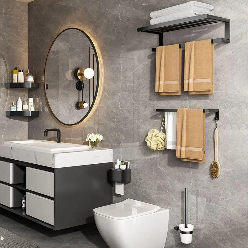 Modern Bathroom Set with Bath Shelf/Towel Bar & Paper Holder Black Bathroom Hardware -Bathlova