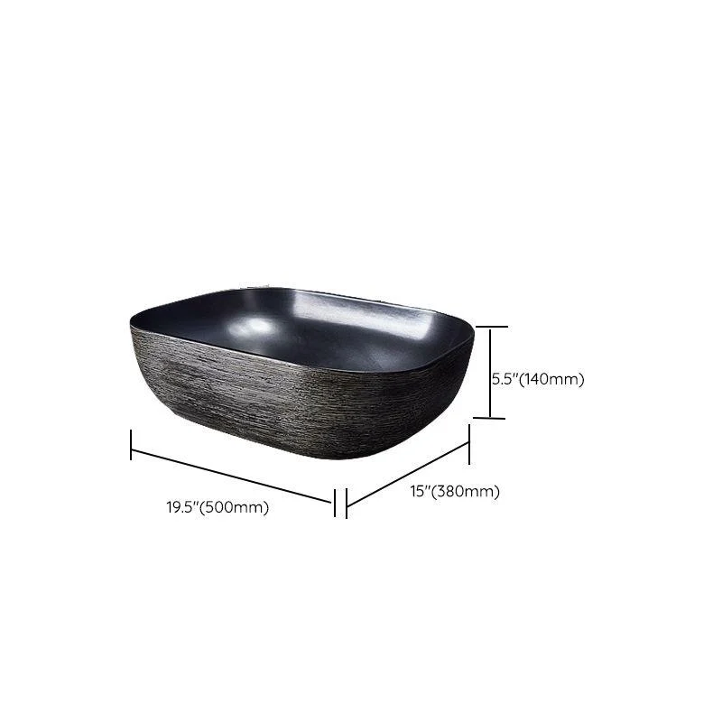 Modern Bathroom Sink Black Oval Ceramic Bathroom Sink with Tap -Bathlova